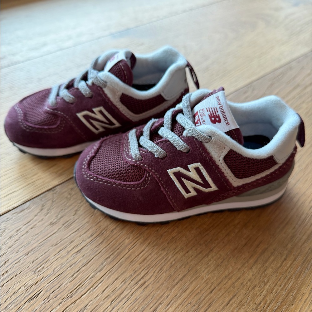 New Balance Kids' Maroon and White Sneakers